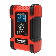 Load image into Gallery viewer, FOXSUR 12A / 12V / 24V Car / Motorcycle 7-stage Lead-acid Battery AGM Charger, 12A, US Plug, 12A, EU Plug, 12A, JP Plug, 12A, UK Plug