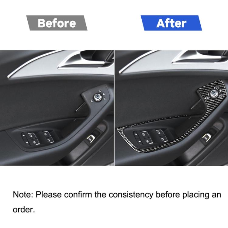 Car Carbon Fiber Glass Lifter Short Style Decorative Sticker for Audi A6 S6 C7 A7 S7 4G8 2012-2018, Glass Lifter Short Style, Left Drive, Glass Lifter Short Style, Right Drive