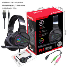 Load image into Gallery viewer, HXSJ F16 3.5mm + USB Port RGB Light Stereo Gaming Headset with Microphone