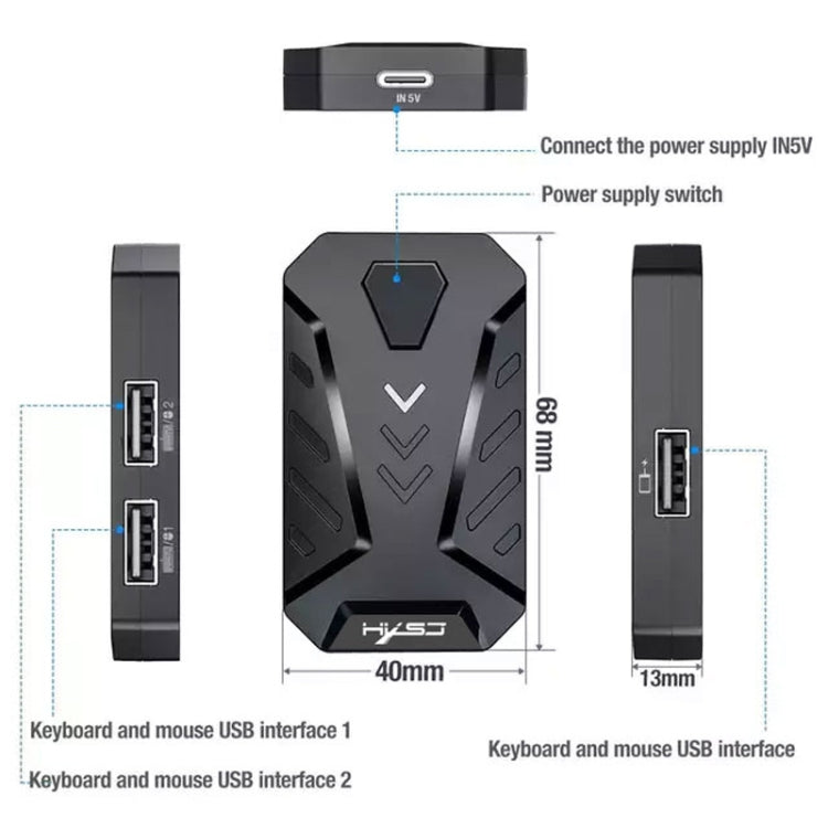 HXSJ V100+J900+P8 One-handed Keyboard + Programming Gaming Mouse + Keyboard Mouse Converter Set, V100+J900+P8