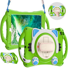 Load image into Gallery viewer, Cute Cat King Kids Shockproof EVA Protective Case with Holder &amp; Shoulder Strap &amp; Handle, For iPad 9.7 2018 / 2017 / Air / Air 2 / Pro 9.7