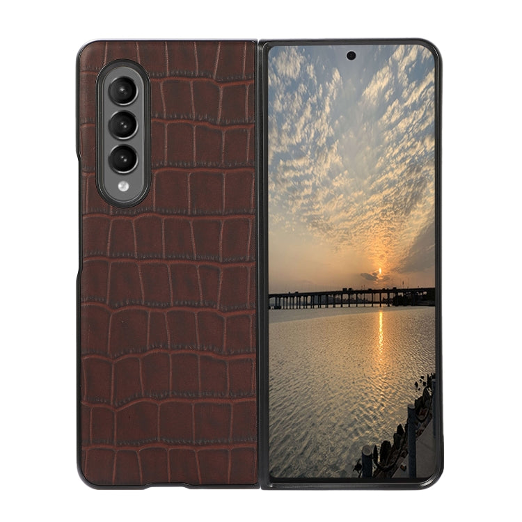 Crocodile Texture PU Shockproof Protective Case, For Samsung Galaxy Z Fold3 5G