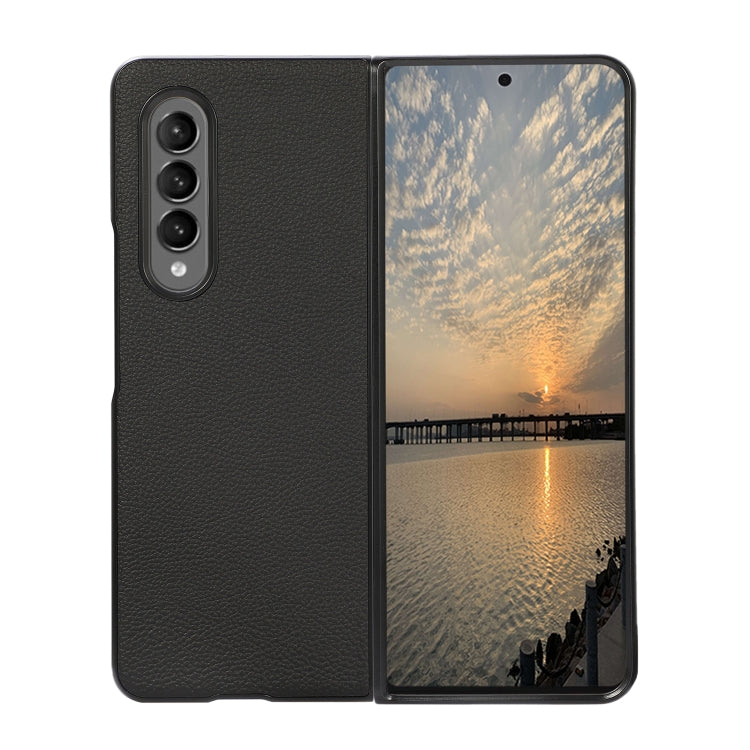Genuine Leather Shockproof Protective Leather Case, For Samsung Galaxy Z Fold3 5G