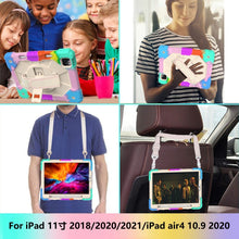 Load image into Gallery viewer, Contrast Color Robot Shockproof Silicon + PC Protective Case with Holder &amp; Shoulder Strap For iPad Pro 11 2021 / 2020 / 2018 / iPad Air 4 10.9 2020, For iPad Pro 11 2022 / 2021 / 2020 / 2018 / iPad Air 4 10.9 2020
