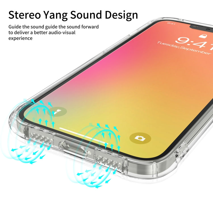 LESUDESIGN Rhino Shield Series TPU Anti-fall Transparent Phone Protective Case with Sound Conversion Design, For iPhone 13 mini, For iPhone 13, For iPhone 13 Pro, For iPhone 13 Pro Max