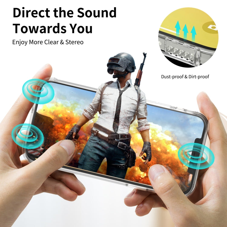 LESUDESIGN Rhino Shield Series TPU Anti-fall Transparent Phone Protective Case with Sound Conversion Design, For iPhone 13 mini, For iPhone 13, For iPhone 13 Pro, For iPhone 13 Pro Max