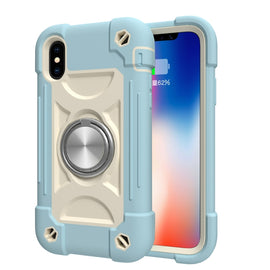Shockproof Silicone + PC Protective Case with Dual-Ring Holder, For iPhone XS Max, For iPhone 11, For iPhone 11 Pro Max, For iPhone 12 mini