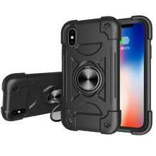 Load image into Gallery viewer, Shockproof Silicone + PC Protective Case with Dual-Ring Holder, For iPhone XS Max, For iPhone 11, For iPhone 11 Pro Max, For iPhone 12 mini