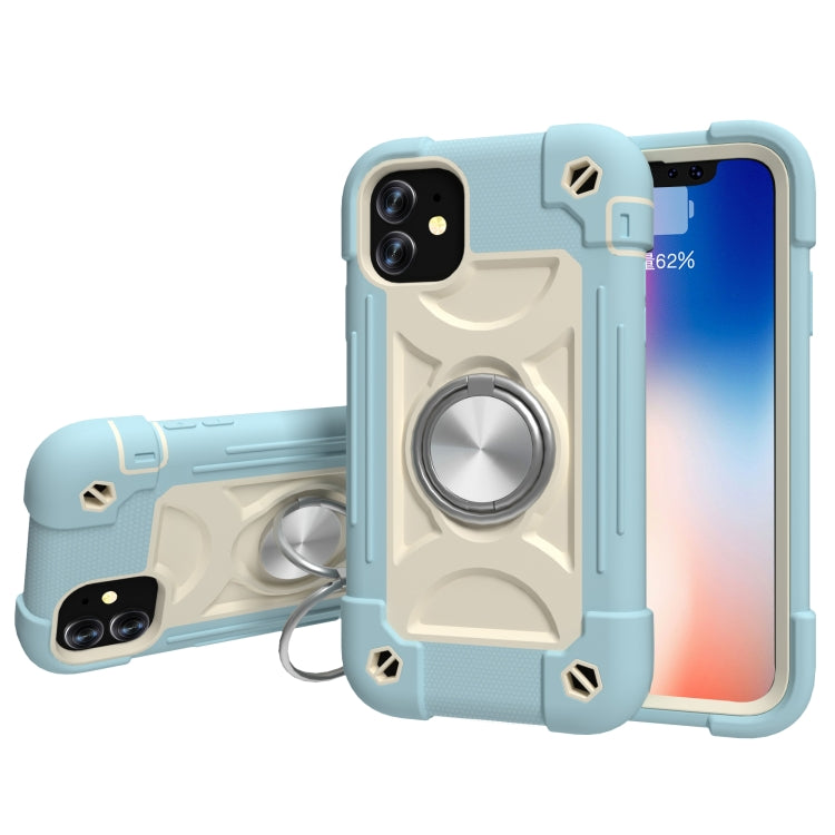 Shockproof Silicone + PC Protective Case with Dual-Ring Holder, For iPhone XS Max, For iPhone 11, For iPhone 11 Pro Max, For iPhone 12 mini