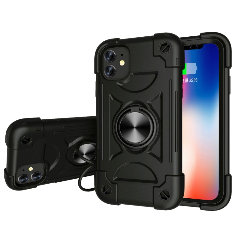 Shockproof Silicone + PC Protective Case with Dual-Ring Holder, For iPhone XS Max, For iPhone 11, For iPhone 11 Pro Max, For iPhone 12 mini