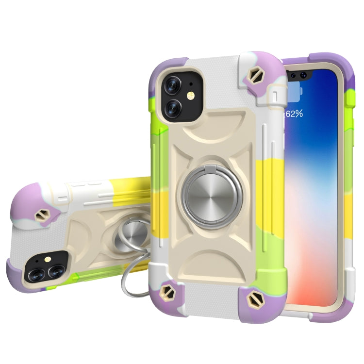 Shockproof Silicone + PC Protective Case with Dual-Ring Holder, For iPhone XS Max, For iPhone 11, For iPhone 11 Pro Max, For iPhone 12 mini