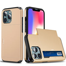 Load image into Gallery viewer, Shockproof Armor Protective Case with Slide Card Slot, For iPhone 13 mini, For iPhone 13, For iPhone 13 Pro, For iPhone 13 Pro Max