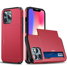 Load image into Gallery viewer, Shockproof Armor Protective Case with Slide Card Slot, For iPhone 13 mini, For iPhone 13, For iPhone 13 Pro, For iPhone 13 Pro Max