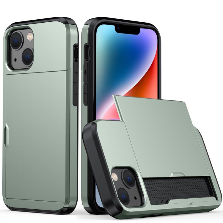 Shockproof Armor Protective Case with Slide Card Slot, For iPhone 13 mini, For iPhone 13, For iPhone 13 Pro, For iPhone 13 Pro Max