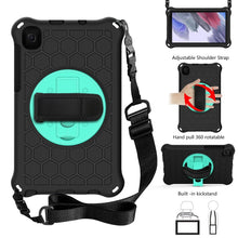 Load image into Gallery viewer, For Samsung Galaxy Tab A7 Lite 8.7 2021 T220 / T225 360 Degree Rotation Honeycomb Shockproof Silicone PC Protective Case with Holder &amp; Shoulder Strap &amp; Hand Strap, For Samsung Galaxy Tab A7 Lite 8.7 2021 T220 / T225