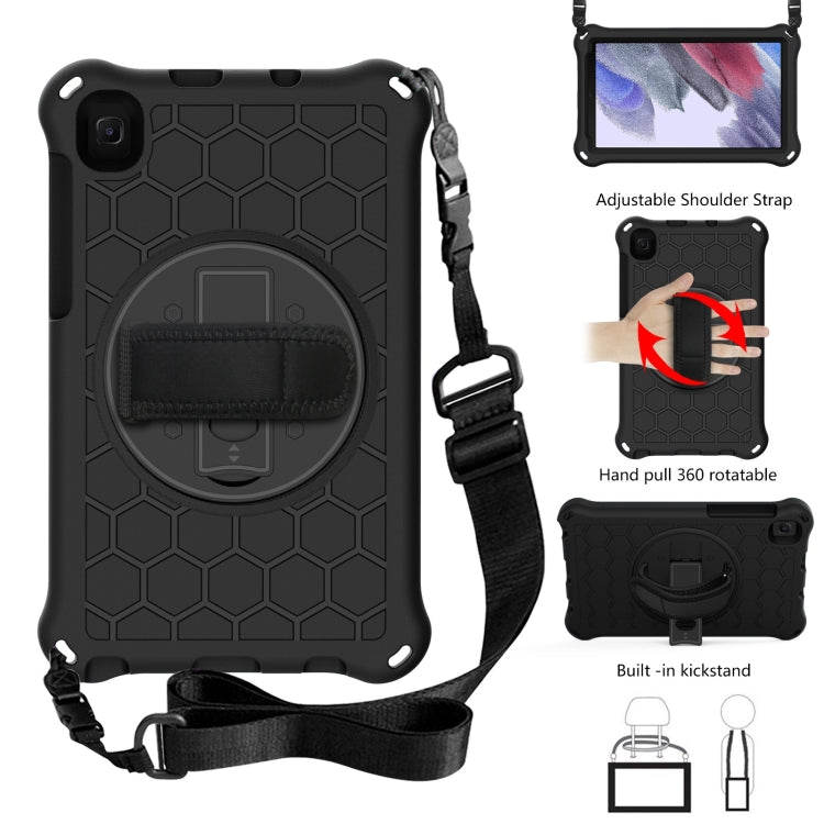 For Samsung Galaxy Tab A7 Lite 8.7 2021 T220 / T225 360 Degree Rotation Honeycomb Shockproof Silicone PC Protective Case with Holder & Shoulder Strap & Hand Strap, For Samsung Galaxy Tab A7 Lite 8.7 2021 T220 / T225