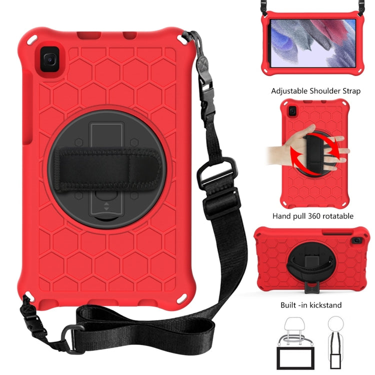 For Samsung Galaxy Tab A7 Lite 8.7 2021 T220 / T225 360 Degree Rotation Honeycomb Shockproof Silicone PC Protective Case with Holder & Shoulder Strap & Hand Strap, For Samsung Galaxy Tab A7 Lite 8.7 2021 T220 / T225