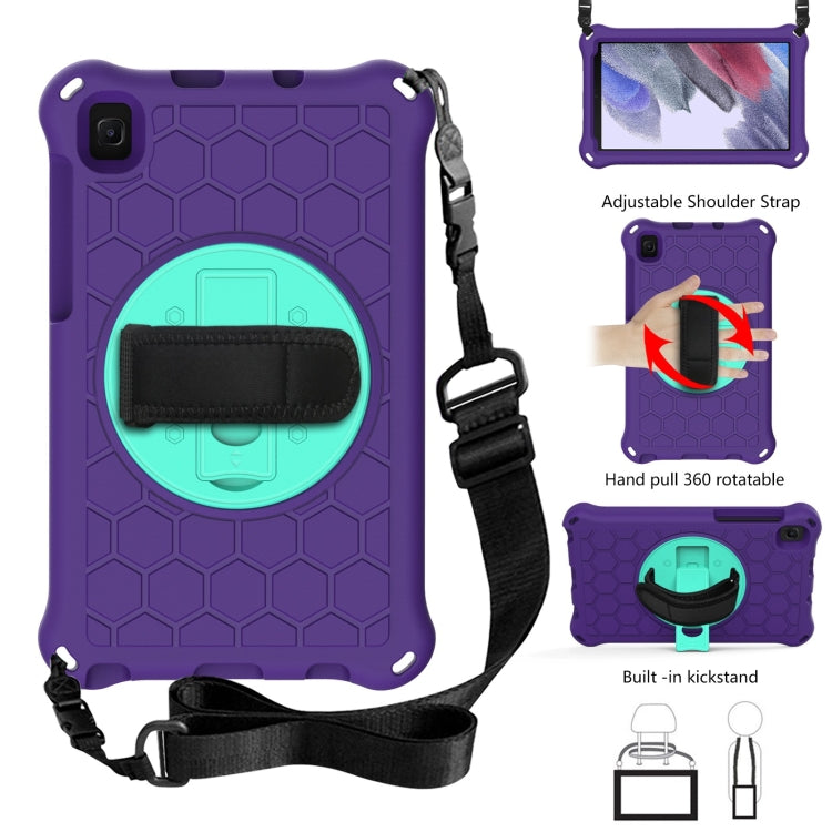 For Samsung Galaxy Tab A7 Lite 8.7 2021 T220 / T225 360 Degree Rotation Honeycomb Shockproof Silicone PC Protective Case with Holder & Shoulder Strap & Hand Strap, For Samsung Galaxy Tab A7 Lite 8.7 2021 T220 / T225