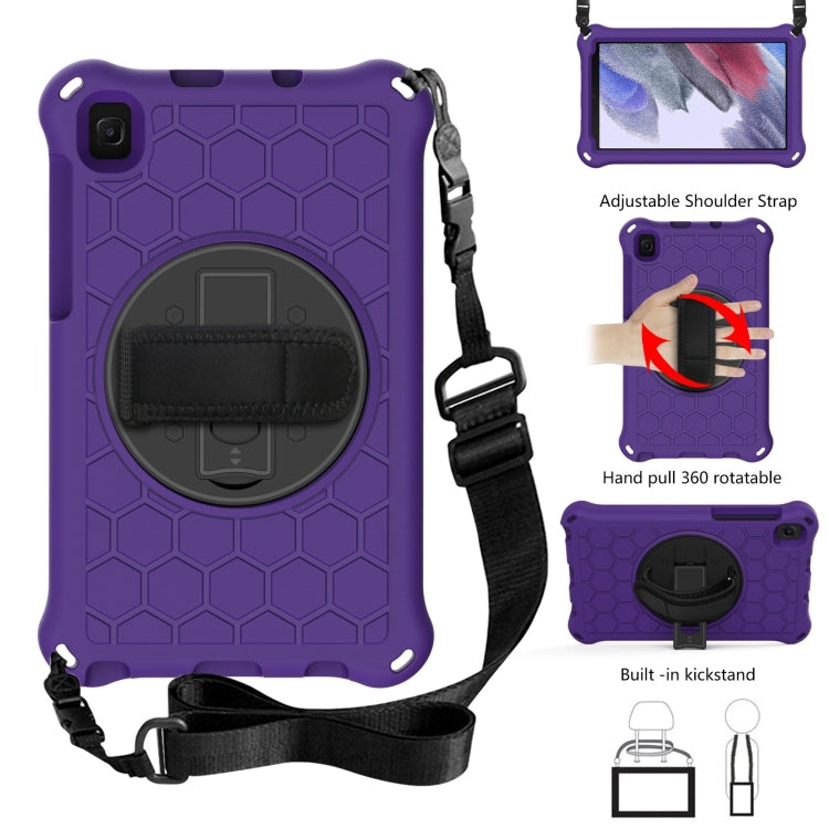 For Samsung Galaxy Tab A7 Lite 8.7 2021 T220 / T225 360 Degree Rotation Honeycomb Shockproof Silicone PC Protective Case with Holder & Shoulder Strap & Hand Strap, For Samsung Galaxy Tab A7 Lite 8.7 2021 T220 / T225