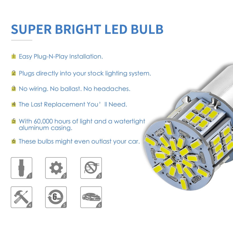 1 Pair E0052 9-14V 1157-54SMD-2835 6000K 1080LM White Light Car Decoding Brake Driving Light, E0053