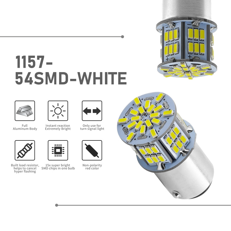 1 Pair E0052 9-14V 1157-54SMD-2835 6000K 1080LM White Light Car Decoding Brake Driving Light, E0053