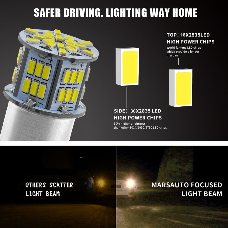1 Pair E0052 9-14V 1157-54SMD-2835 6000K 1080LM White Light Car Decoding Brake Driving Light, E0053