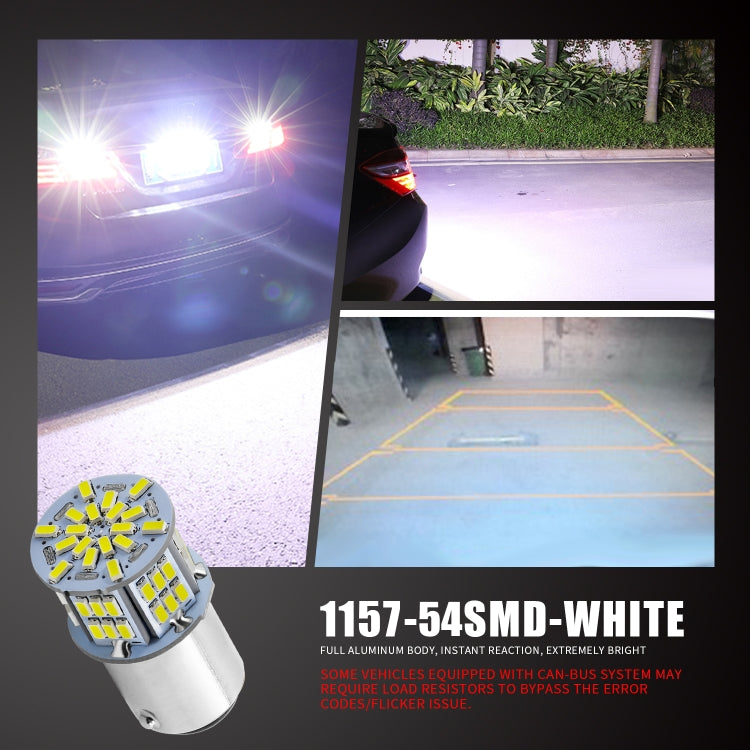 1 Pair E0052 9-14V 1157-54SMD-2835 6000K 1080LM White Light Car Decoding Brake Driving Light, E0053