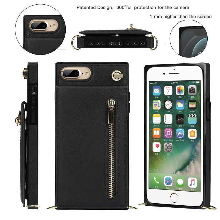 Cross-body Zipper Square TPU+PU Back Cover Case with Holder & Card Slots & Wallet & Strap, For iPhone 8 Plus / 7 Plus, For iPhone 11, For iPhone 11 Pro, For iPhone 11 Pro Max, For iPhone 12 mini, For iPhone 12 / 12 Pro, For iPhone 12 Pro Max           ...