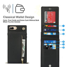 Load image into Gallery viewer, Cross-body Zipper Square TPU+PU Back Cover Case with Holder &amp; Card Slots &amp; Wallet &amp; Strap, For iPhone 8 Plus / 7 Plus, For iPhone 11, For iPhone 11 Pro, For iPhone 11 Pro Max, For iPhone 12 mini, For iPhone 12 / 12 Pro, For iPhone 12 Pro Max           ...