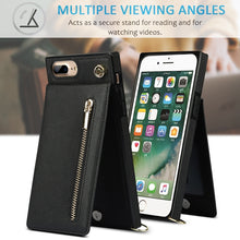 Load image into Gallery viewer, Cross-body Zipper Square TPU+PU Back Cover Case with Holder &amp; Card Slots &amp; Wallet &amp; Strap, For iPhone 8 Plus / 7 Plus, For iPhone 11, For iPhone 11 Pro, For iPhone 11 Pro Max, For iPhone 12 mini, For iPhone 12 / 12 Pro, For iPhone 12 Pro Max           ...