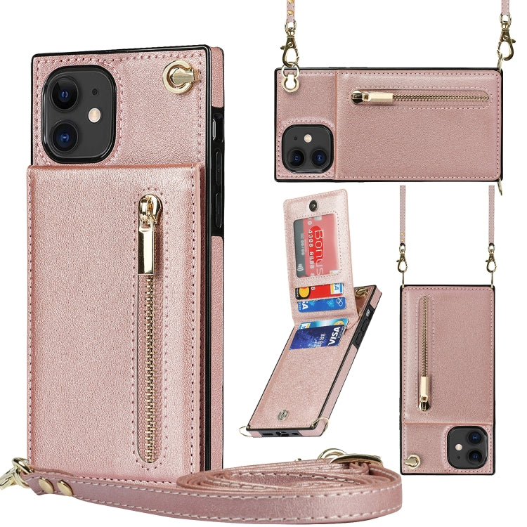 Cross-body Zipper Square TPU+PU Back Cover Case with Holder & Card Slots & Wallet & Strap, For iPhone 8 Plus / 7 Plus, For iPhone 11, For iPhone 11 Pro, For iPhone 11 Pro Max, For iPhone 12 mini, For iPhone 12 / 12 Pro, For iPhone 12 Pro Max           ...