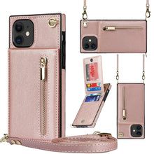 Load image into Gallery viewer, Cross-body Zipper Square TPU+PU Back Cover Case with Holder &amp; Card Slots &amp; Wallet &amp; Strap, For iPhone 8 Plus / 7 Plus, For iPhone 11, For iPhone 11 Pro, For iPhone 11 Pro Max, For iPhone 12 mini, For iPhone 12 / 12 Pro, For iPhone 12 Pro Max           ...