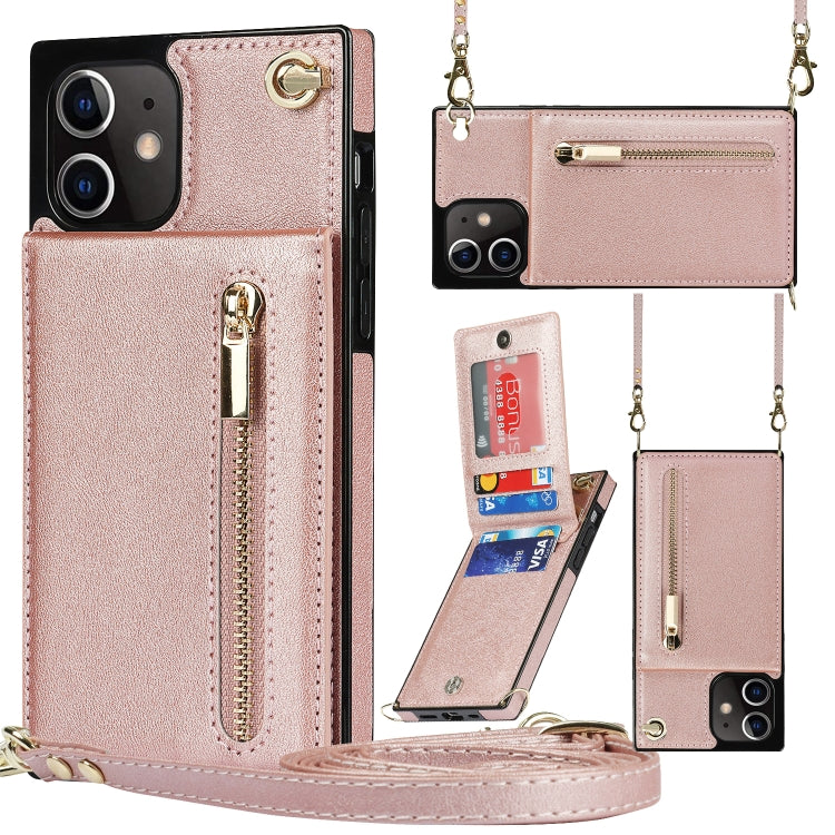 Cross-body Zipper Square TPU+PU Back Cover Case with Holder & Card Slots & Wallet & Strap, For iPhone 8 Plus / 7 Plus, For iPhone 11, For iPhone 11 Pro, For iPhone 11 Pro Max, For iPhone 12 mini, For iPhone 12 / 12 Pro, For iPhone 12 Pro Max           ...