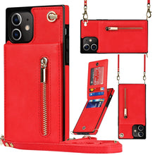 Load image into Gallery viewer, Cross-body Zipper Square TPU+PU Back Cover Case with Holder &amp; Card Slots &amp; Wallet &amp; Strap, For iPhone 8 Plus / 7 Plus, For iPhone 11, For iPhone 11 Pro, For iPhone 11 Pro Max, For iPhone 12 mini, For iPhone 12 / 12 Pro, For iPhone 12 Pro Max           ...