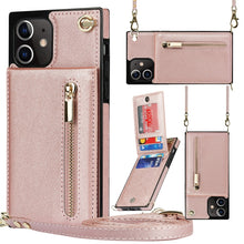Load image into Gallery viewer, Cross-body Zipper Square TPU+PU Back Cover Case with Holder &amp; Card Slots &amp; Wallet &amp; Strap, For iPhone 8 Plus / 7 Plus, For iPhone 11, For iPhone 11 Pro, For iPhone 11 Pro Max, For iPhone 12 mini, For iPhone 12 / 12 Pro, For iPhone 12 Pro Max           ...