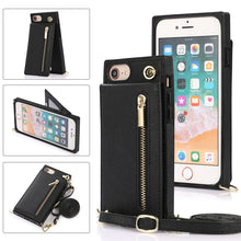 Load image into Gallery viewer, Cross-body Zipper Square TPU+PU Back Cover Case with Holder &amp; Card Slots &amp; Wallet &amp; Strap, For iPhone 8 Plus / 7 Plus, For iPhone 11, For iPhone 11 Pro, For iPhone 11 Pro Max, For iPhone 12 mini, For iPhone 12 / 12 Pro, For iPhone 12 Pro Max           ...