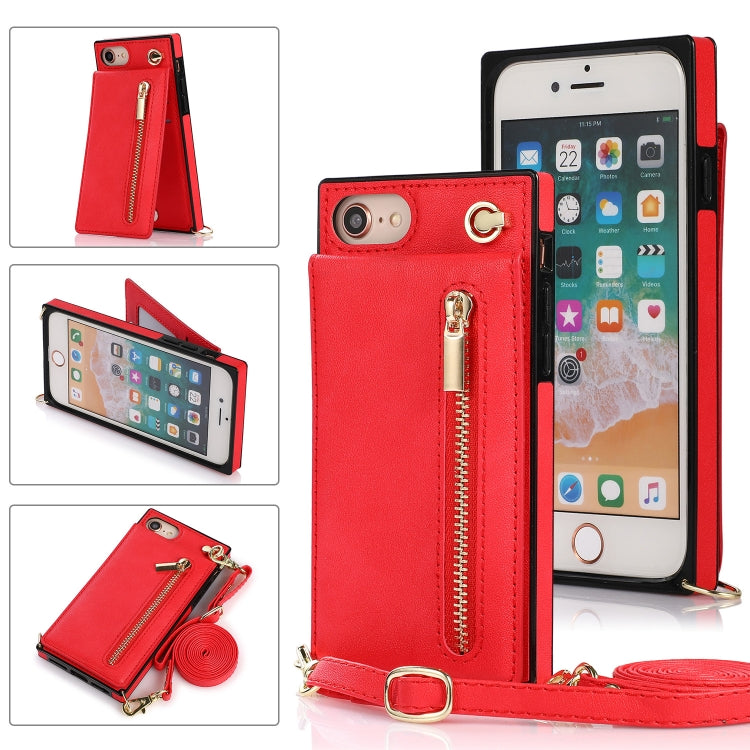 Cross-body Zipper Square TPU+PU Back Cover Case with Holder & Card Slots & Wallet & Strap, For iPhone 8 Plus / 7 Plus, For iPhone 11, For iPhone 11 Pro, For iPhone 11 Pro Max, For iPhone 12 mini, For iPhone 12 / 12 Pro, For iPhone 12 Pro Max           ...