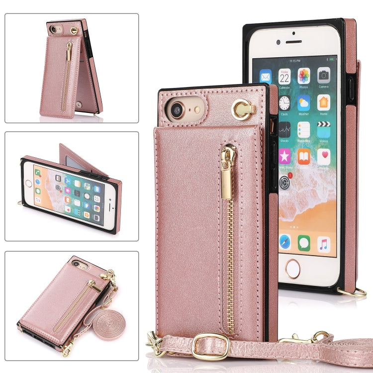 Cross-body Zipper Square TPU+PU Back Cover Case with Holder & Card Slots & Wallet & Strap, For iPhone 8 Plus / 7 Plus, For iPhone 11, For iPhone 11 Pro, For iPhone 11 Pro Max, For iPhone 12 mini, For iPhone 12 / 12 Pro, For iPhone 12 Pro Max           ...