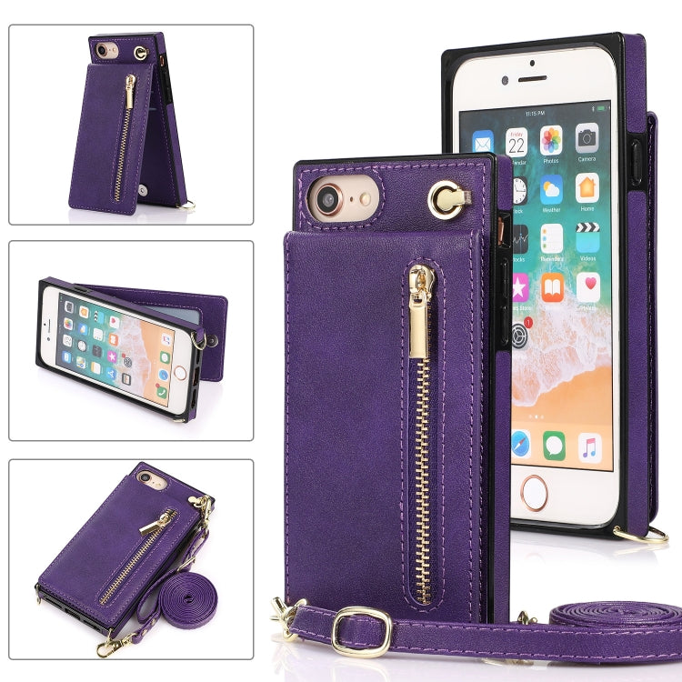Cross-body Zipper Square TPU+PU Back Cover Case with Holder & Card Slots & Wallet & Strap, For iPhone 8 Plus / 7 Plus, For iPhone 11, For iPhone 11 Pro, For iPhone 11 Pro Max, For iPhone 12 mini, For iPhone 12 / 12 Pro, For iPhone 12 Pro Max           ...
