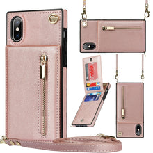 Load image into Gallery viewer, Cross-body Zipper Square TPU+PU Back Cover Case with Holder &amp; Card Slots &amp; Wallet &amp; Strap, For iPhone 8 Plus / 7 Plus, For iPhone 11, For iPhone 11 Pro, For iPhone 11 Pro Max, For iPhone 12 mini, For iPhone 12 / 12 Pro, For iPhone 12 Pro Max           ...