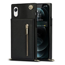 Cross-body Zipper Square TPU+PU Back Cover Case with Holder & Card Slots & Wallet & Strap, For iPhone XR, For iPhone XS Max