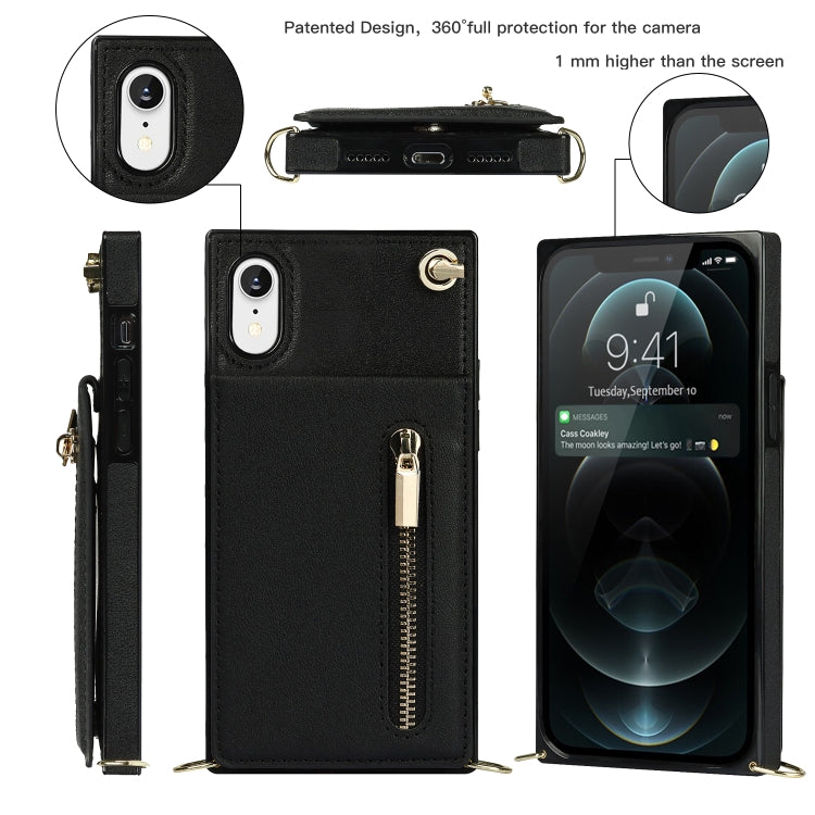 Cross-body Zipper Square TPU+PU Back Cover Case with Holder & Card Slots & Wallet & Strap, For iPhone XR, For iPhone XS Max
