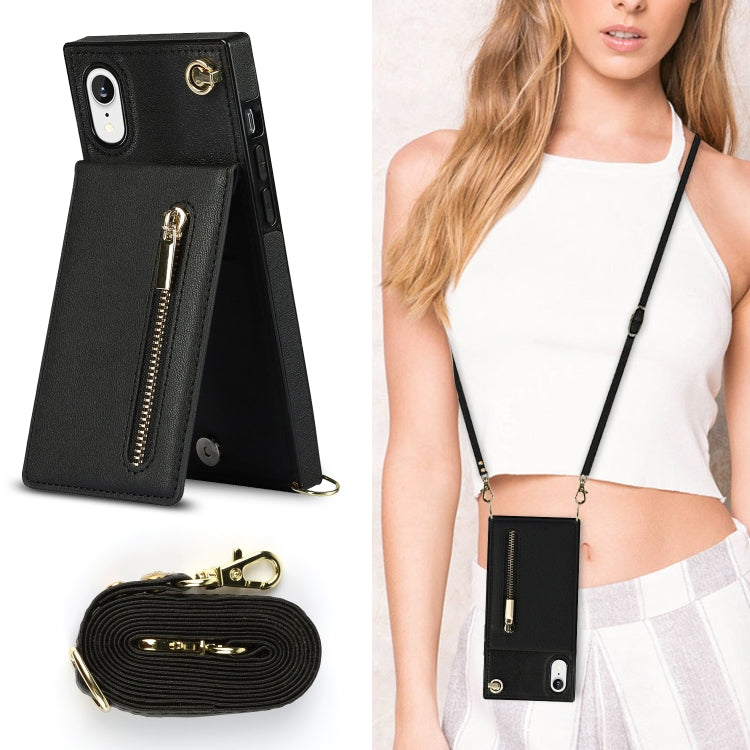 Cross-body Zipper Square TPU+PU Back Cover Case with Holder & Card Slots & Wallet & Strap, For iPhone XR, For iPhone XS Max