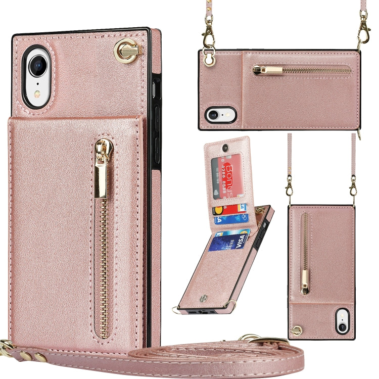 Cross-body Zipper Square TPU+PU Back Cover Case with Holder & Card Slots & Wallet & Strap, For iPhone XR, For iPhone XS Max