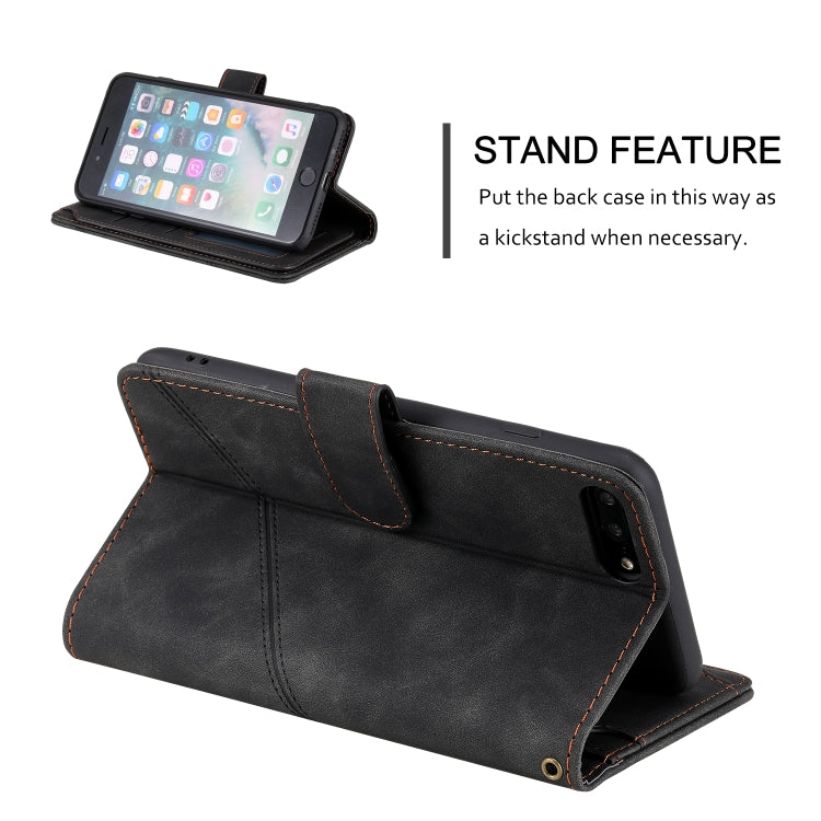 Skin Feel Business Horizontal Flip PU Leather Case with Holder & Multi-Card Slots & Wallet & Lanyard & Photo Frame, For iPhone 8 Plus / 7 Plus, For iPhone SE 2022 / SE 2020 / 8 / 7