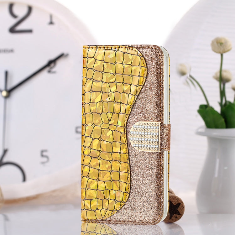 Laser Glitter Powder Matching Crocodile Texture Horizontal Flip Leather Case with Card Slots & Holder & Wallet, For iPhone 13 Pro Max, For iPhone 13 Pro, For iPhone 13, For iPhone 13 mini