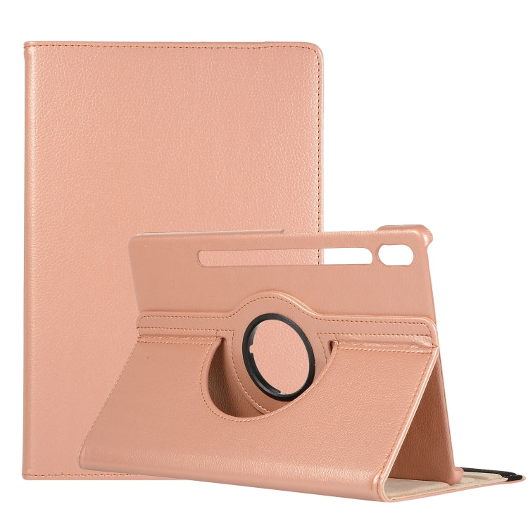 Litchi Texture Horizontal Flip 360 Degrees Rotation Leather Case with Holder, For Samsung Galaxy Tab S7 FE T730