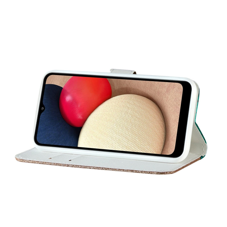 Laser Glitter Powder Matching Crocodile Texture Horizontal Flip Leather Case with Card Slots & Holder & Wallet, For Samsung Galaxy A03s EU Version