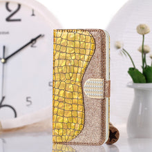 Load image into Gallery viewer, Laser Glitter Powder Matching Crocodile Texture Horizontal Flip Leather Case with Card Slots &amp; Holder &amp; Wallet, For Samsung Galaxy A03s EU Version