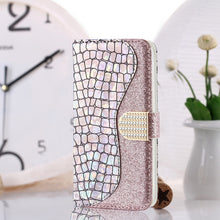 Load image into Gallery viewer, Laser Glitter Powder Matching Crocodile Texture Horizontal Flip Leather Case with Card Slots &amp; Holder &amp; Wallet, For Samsung Galaxy A03s EU Version